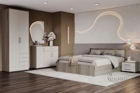 Спальня Фиеста NEW комплект №1 Кашемир, Дуб Крафт серый