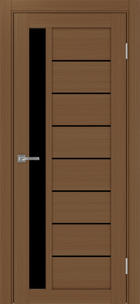 Дверь межкомнатная Оптима Порте Турин 554.21, цвет орех, экошпон, стекло лакобель черное