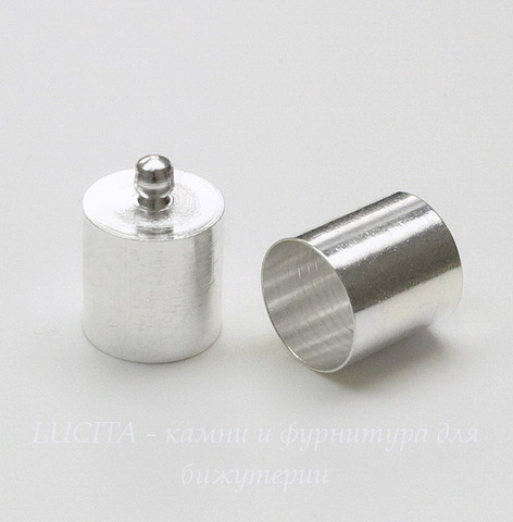 Концевик для шнура 9,5 мм, 14х10 мм (цвет - серебро)