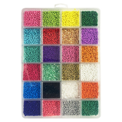 
          Набор бисера для плетения, бусина размер 14/0, стеклярус 9/0, NB-Nabil, 24 цвета, прозрачный прямоугольный кейс