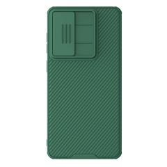 Чехол зеленого цвета (Dark Green) с защитной шторкой для камеры от Nillkin на Samsung Galaxy S25 Edge, серия CamShield Pro Case