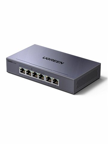 Коммутатор сетевой  UGREEN CM741 (35371EU) 6-Port 4*PoE&2*Gigabit Ports Ethernet Switch, серый космос
