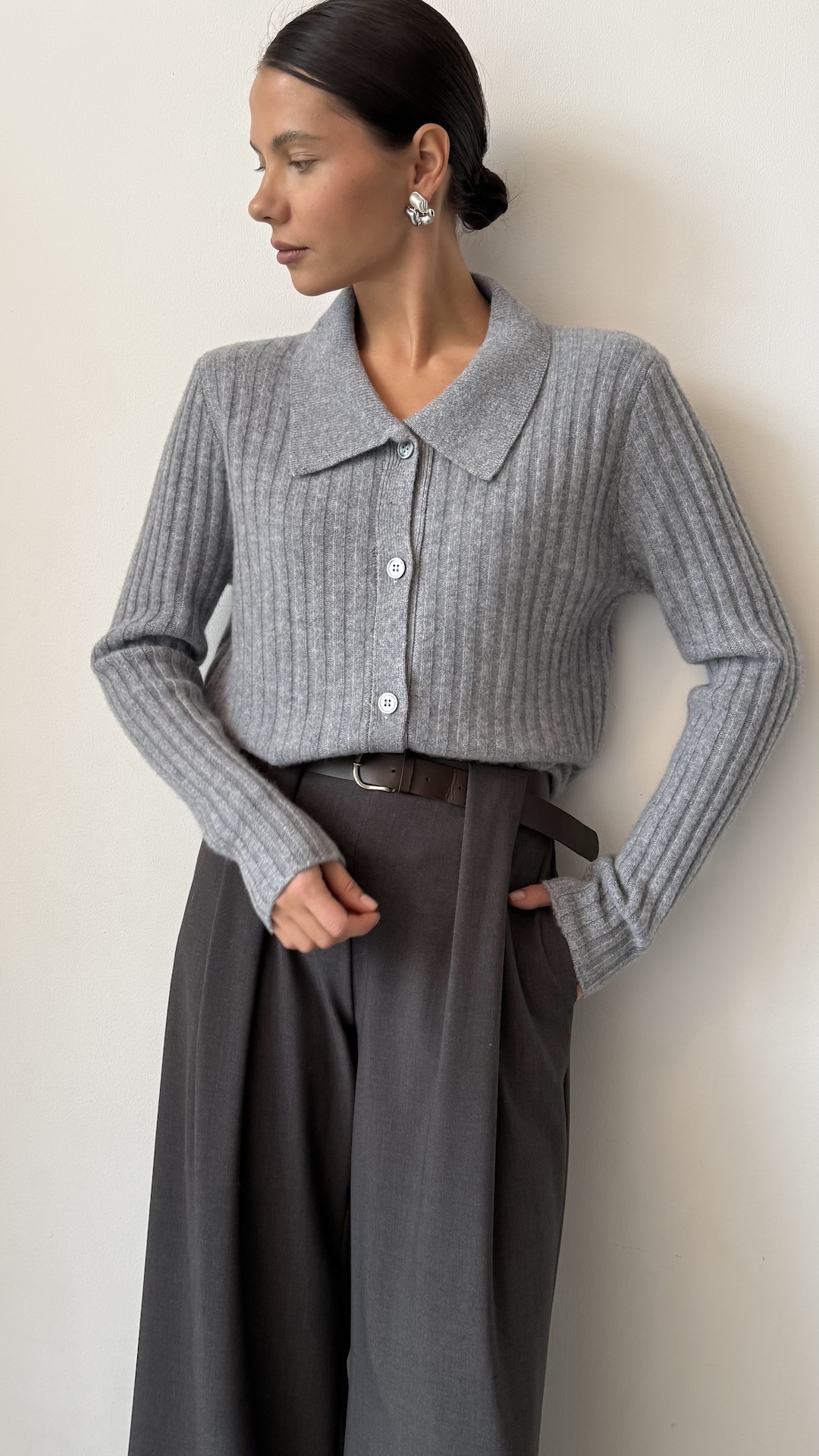 Шерстяной джемпер в виде рубашки PREMIUM QUALITY