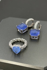 40040 - Кольцо-дорожка с сиреневым сердцем из серебра 925 пробы