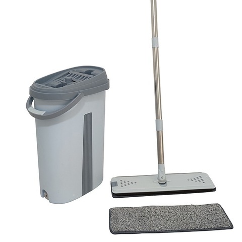 Набор для уборки (Швабра для мытья полов с телескопической ручкой, насадка из микрофибры, ведро с отжимом)