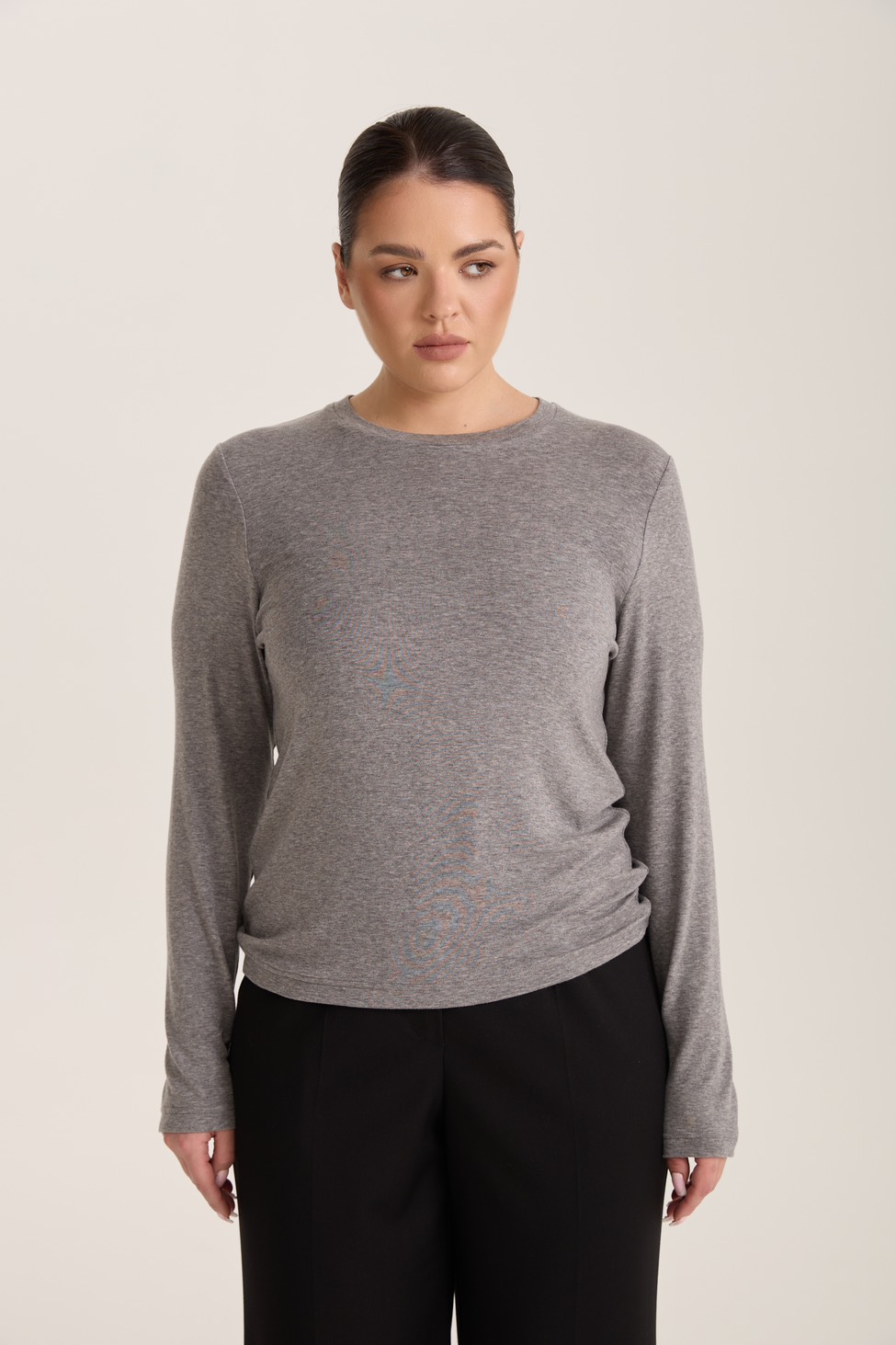 Лонгслив с шерстью мериноса, светло-серый