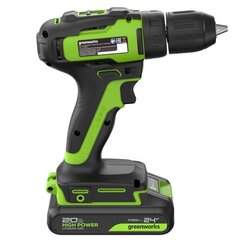 Дрель-шуруповерт аккумуляторная GREENWORKS GD24DD35, 24В, б/щет, 29/35Нм, 1x2Ач, ЗУ, кор (3704007CUA)