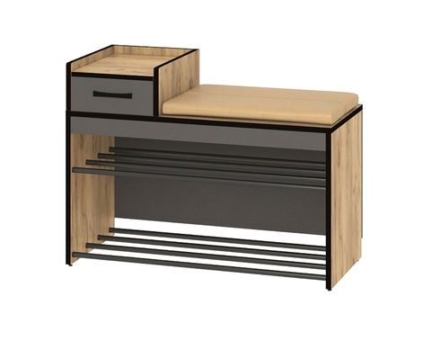 Прихожая Ивару Ольга-лофт 5 Тумба, Экокожа, Дуб крафт золотой/Темно-серый