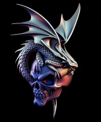 Силиконовый молд № 476 Дракон с черепом