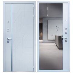 Купить Входная дверь Эверест муар белый ПВХ белый матовый с зеркалом