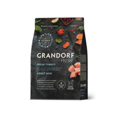 Сухой корм GRANDORF FRESH DOG Turkey MINI, индейка с бататом для взрослых собак мелких пород, диетическая формула для особо аллергичных собак 3кг
