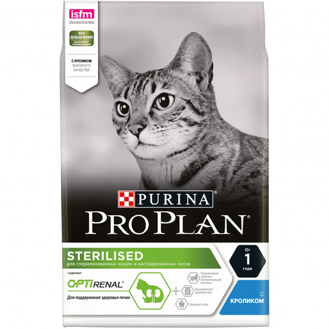 Pro Plan OPTIRENAL Стерил кошки Кролик, сухой (3 кг)