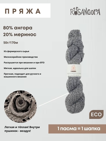 Пряжа из ангоры натуральных цветов от Rusangora