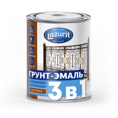 Грунт эмаль по ржавчине быстросохнущая серая матовая RAL 7040 0,9кг LAZURIT