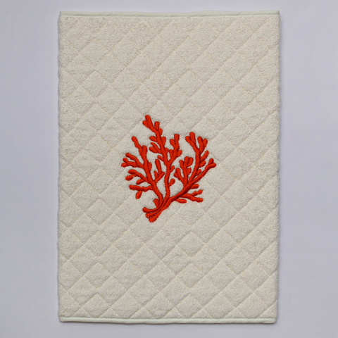 Коврик для ванной 50х70 Old Florence Corallo бежевый с коралловой вышивкой