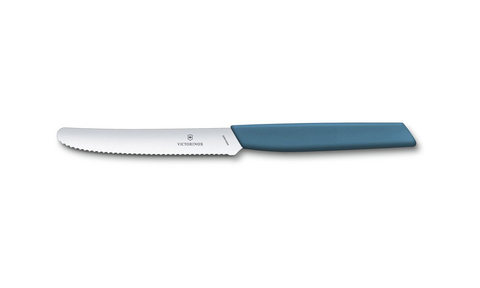 Нож Victorinox столовый, 11 см волнистое, васильково-синий