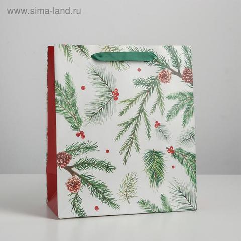 Пакет ламинированный вертикальный «Еловые веточки», ML 23 × 27 × 11,5 см