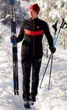Утеплённый лыжный костюм Nordski Base Black-Red с высокой спинкой мужской