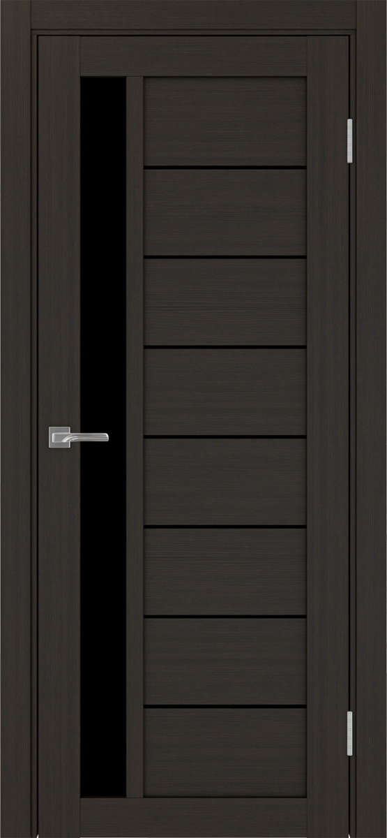 Дверь межкомнатная Оптима Порте Турин 554.21, цвет венге, экошпон, стекло лакобель черное