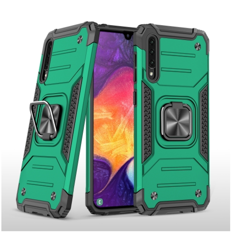 Противоударный чехол Strong Armour Case с кольцом для Samsung Galaxy A50 / A50s / A30s (Темно-зеленый)