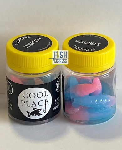 Форелевая силиконовая приманка COOL PLACE MAGGOT FLOATING STRETCH цвет БИРЮЗОВЫЙ-РОЗОВЫЙ 40 мм/ 10 шт в банке.