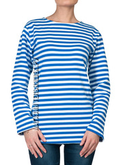 Купить женскую теплую тельняшку - Магазин тельняшек.ру НАЧЕС Тельняшка утепленная ВДВ (голубая полоса) ГОСТ МИНОБОРОНЫ 100% хлопок в Магазине тельняшек