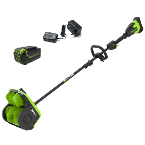 Аккумуляторная снегоуборочная лопата Greenworks GD40SS2 Арт. 2603107UH, 40V, 30 см, с регулируемым направлением выброса, бесщеточный, с 1хАКБ 8 Ач и ЗУ