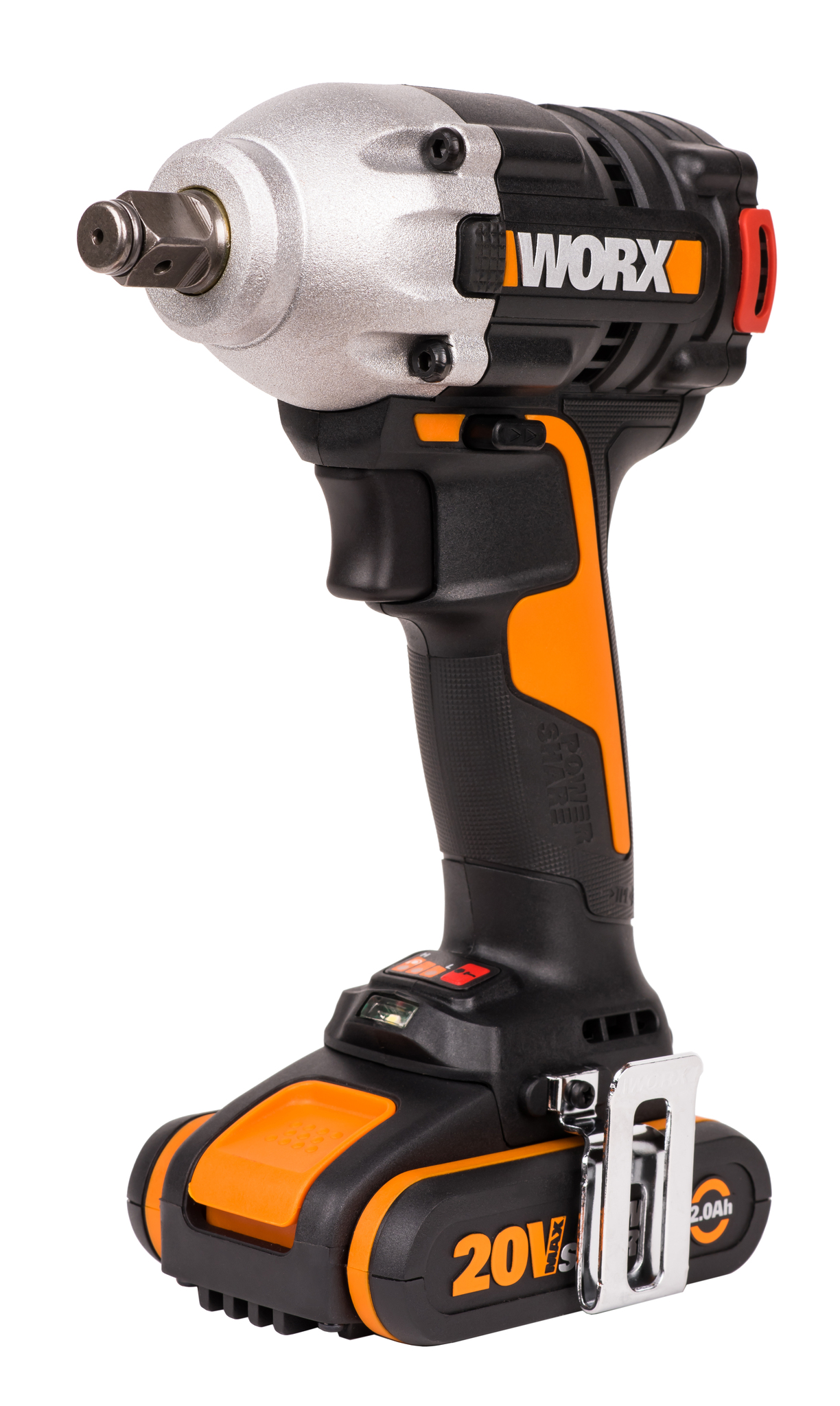 Гайковерт аккумуляторный WORX WX272, 20В, бесщеточный, 2Ач x2, кейс