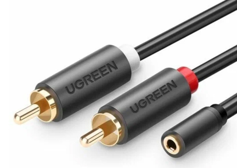 Кабель UGREEN 3.5mm Female to 2 RCA Male Audio Cable 1м серый AV102 (10588)