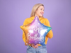 Шар "Радужная звезда Happy Birthday"