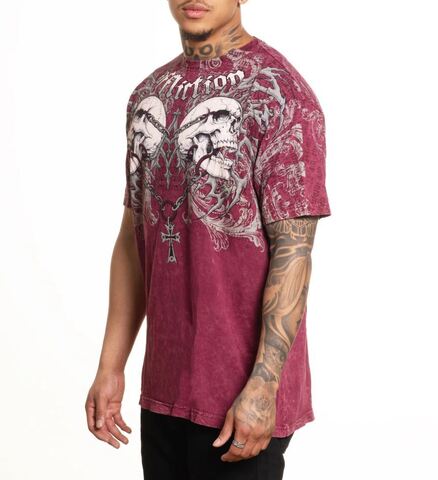 Affliction | Футболка мужская Collapse Tee BURGANDY LAVA WASH A27240 слева