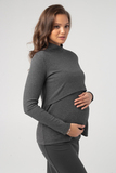 Лонгслив для беременных и кормящих 17215 графит меланж