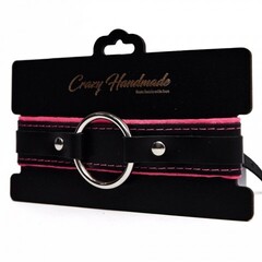 Ошейник с мягкой розовой подкладкой Crazy Handmade