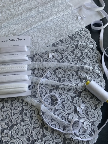 Кружево эластичное белое 35 см, Китай