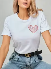 Футболка больших размеров с принтом сердечко