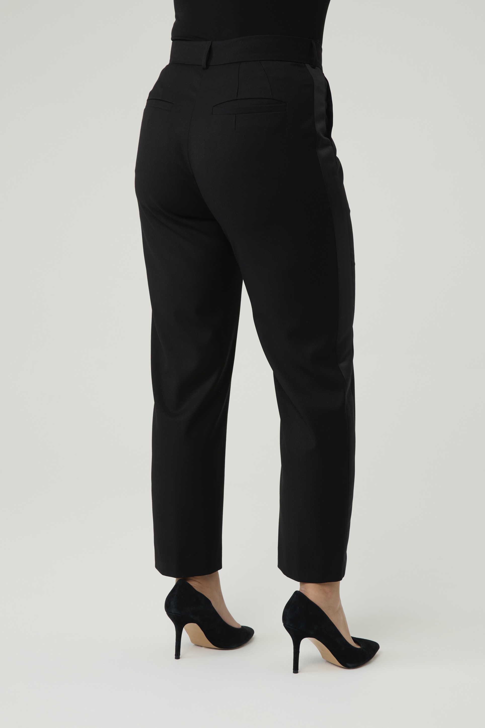 Брюки классические с лампасами, черный