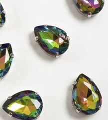 Стразы пришивные стекло в оправе, р. 18 мм, хамелеон