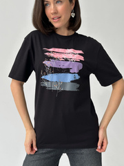 Футболка оверсайз с принтом длинная