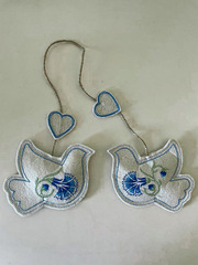 Голубки-васильки с сердечками. Пара. Подвеска из фетра NYF-261128-2-Midi