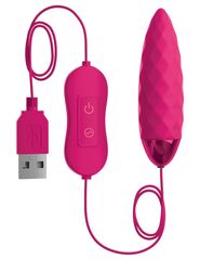 Розовая, рельефная, работающая от USB вибропуля Fun - 