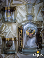 Подарочный  набор для виски «Министр»: штоф 800 мл, 2 стакана 275 мл, фото 2