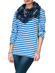 Купить НАЧЕС Тельняшка утепленная ВДВ (голубая полоса) ГОСТ МИНОБОРОНЫ 100% хлопок в Магазине тельняшек