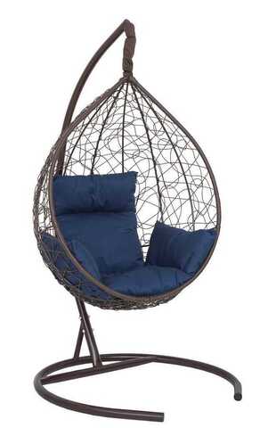 Подвесное кресло-кокон SEVILLA коричневое, темно-синяя подушка (Laura Outdoor)