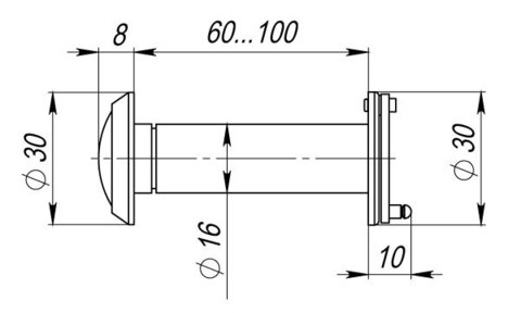 Глазок дверной, Armadillo (Армадилло) стеклянная оптика DVG3, 16/60х100 SN Мат. никель