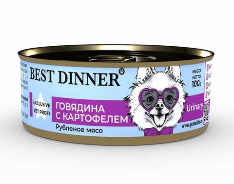 Best Dinner Urinary консервы для собак (говядина с картофелем) 100 гр