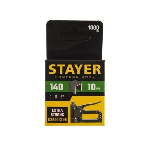 STAYER тип 140 (G/11/57), 10 мм, 1000 мм, калибр 20GA, скобы для степлера, Professional (31610-10)