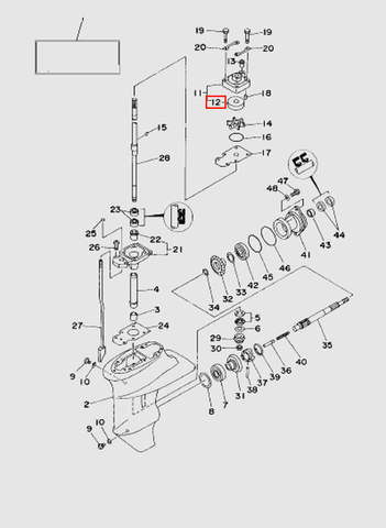 Стакан помпы  для лодочного мотора T15, OTH 9,9 SEA-PRO