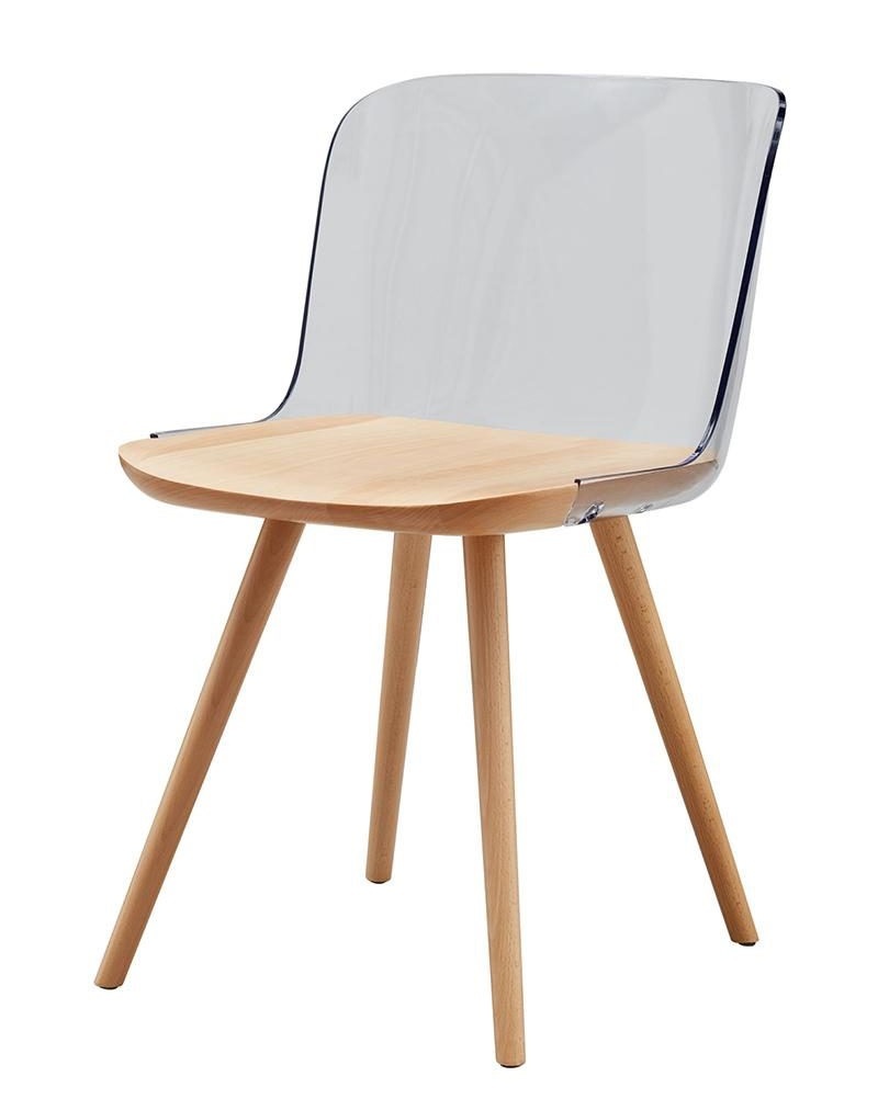 стул пластиковый со спинкой белый на деревянных ножках