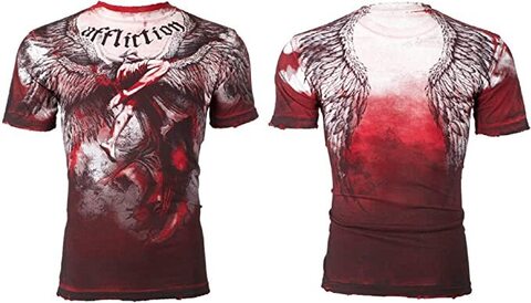 Affliction | Футболка мужская Upward Red tee A1040RD перед и спина