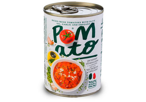 Помидоры резаные Рomato с чесноком и орегано, 400г